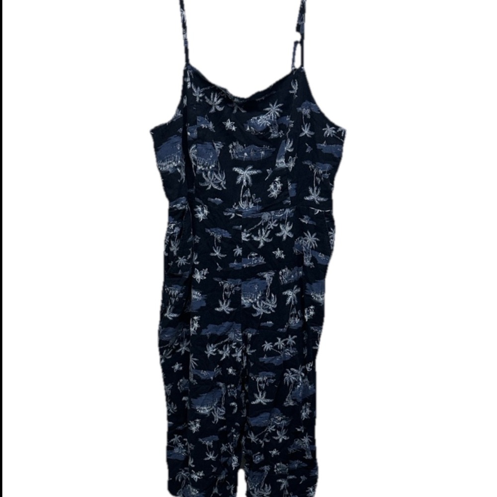 Old Navy Womens Tropical Sleeveless Jumpsuit Size XXL Vacation LINEN Casual Romp